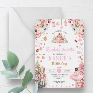 Land of Sweets Birthday Invitation: Nutcracker, Sugar Plum Fairy (Editable Template)