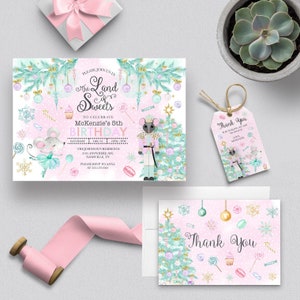 EDITABLE Invitation, Land of Sweets Birthday Invitation Bundle, Sugar Plum Fairy, Nutcracker, Birthday Invite, Printable, Template, Corjl
