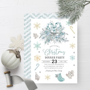 Editable Christmas Dinner Party Invitation Template (Corjl)