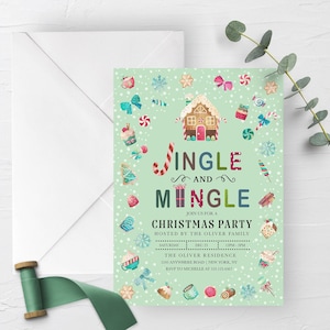 EDITABLE Invitation, Jingle and Mingle Christmas Party Invitation, Holiday Party, Christmas Invitation, Template, Printable, Corjl