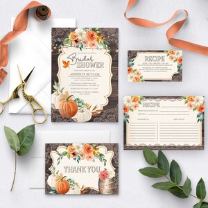 EDITABLE Invitation, Rustic Wood Lace Bridal Shower Invitation Bundle, Autumn, Printable, Bridal Invitation, Fall Invitation, Corjl