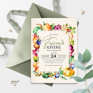 EDITABLE Invitation, Fall Harvest Friendsgiving Dinner Invitation, Thanksgiving Invite, Printable Invitation, Template, Fall Invite, Corjl