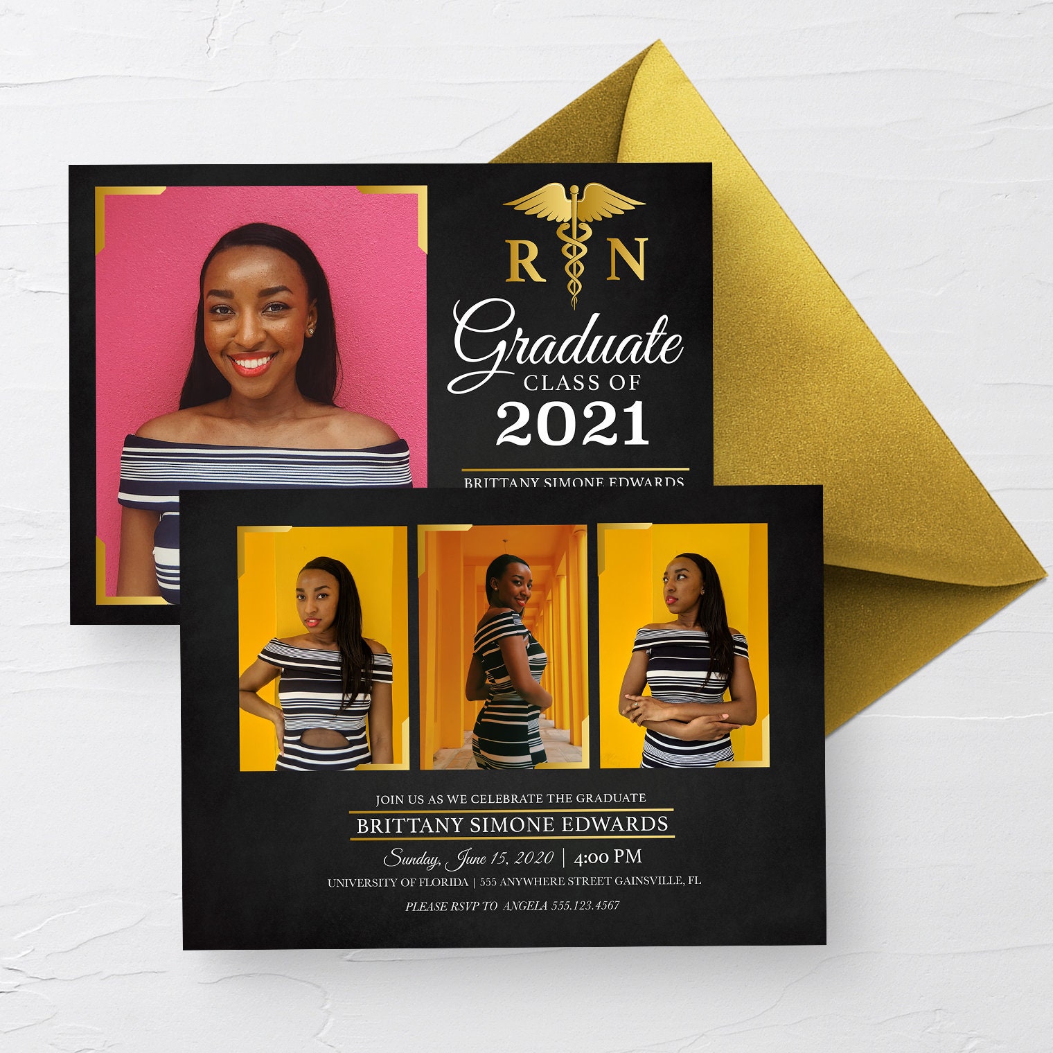 EDITABLE Invitation Nurse Graduation Announcement RN - Etsy