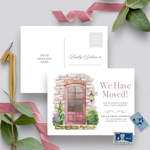INVITACIÓN EDITABLE, Postal de nueva dirección de la puerta principal, Anuncio de mudanza, Mudanza, Nos hemos mudado, Nuevo hogar, Plantilla, Corjl