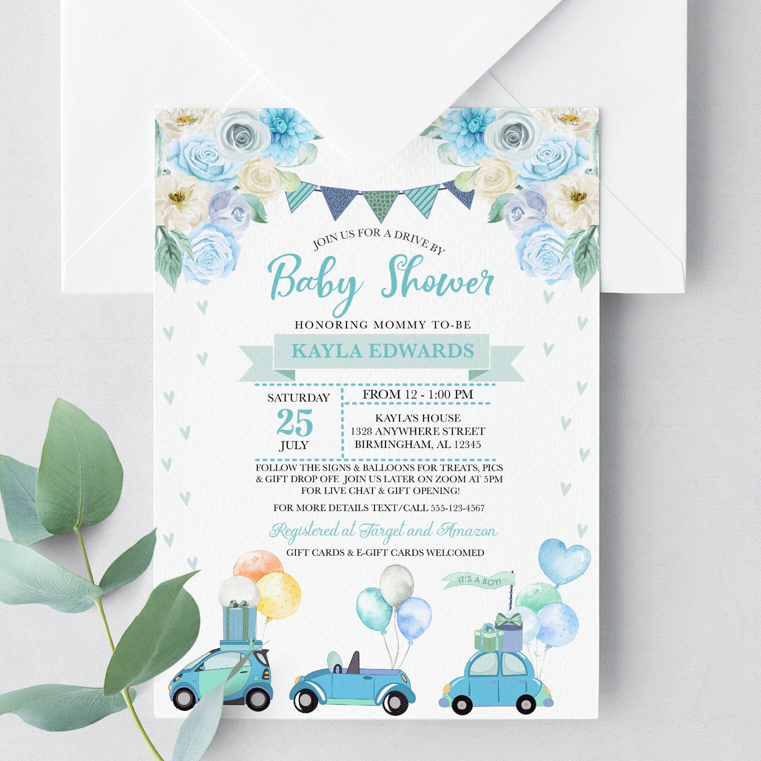 EDITABLE Invitation Drive By Baby Shower Invitation Baby Etsy