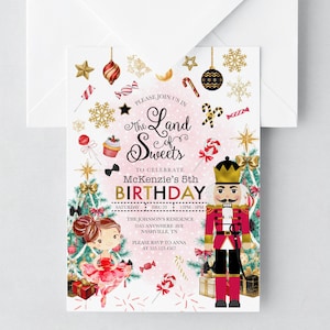 Land of Sweets Birthday Invitation: Nutcracker, Sugar Plum Fairy (EDITABLE Template)