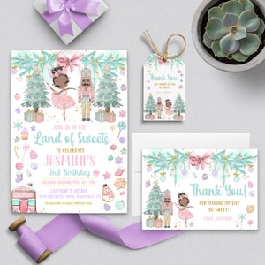 EDITABLE Invitation, Land of Sweets Birthday Invitation Bundle, Sugar Plum Fairy, Nutcracker, Birthday Invite, Printable, Template, Corjl