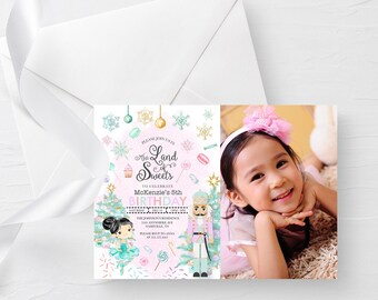 Land of Sweets Nutcracker Birthday Photo Invitation (Editable Template)