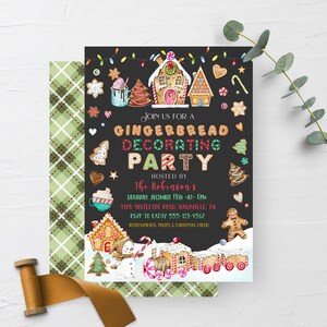 EDITABLE Invitation, Christmas Gingerbread Decorating Party Invitation, Holiday Party, Christmas Party, Printable, Template, Corjl