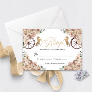 EDITIERBARE Champagner Gold Western Quinceanera Antwortkarten, Mis Quince, Geburtstag, Sweet 15, Vorlage, Antwortkarten, Empfang, Printable, Corjl