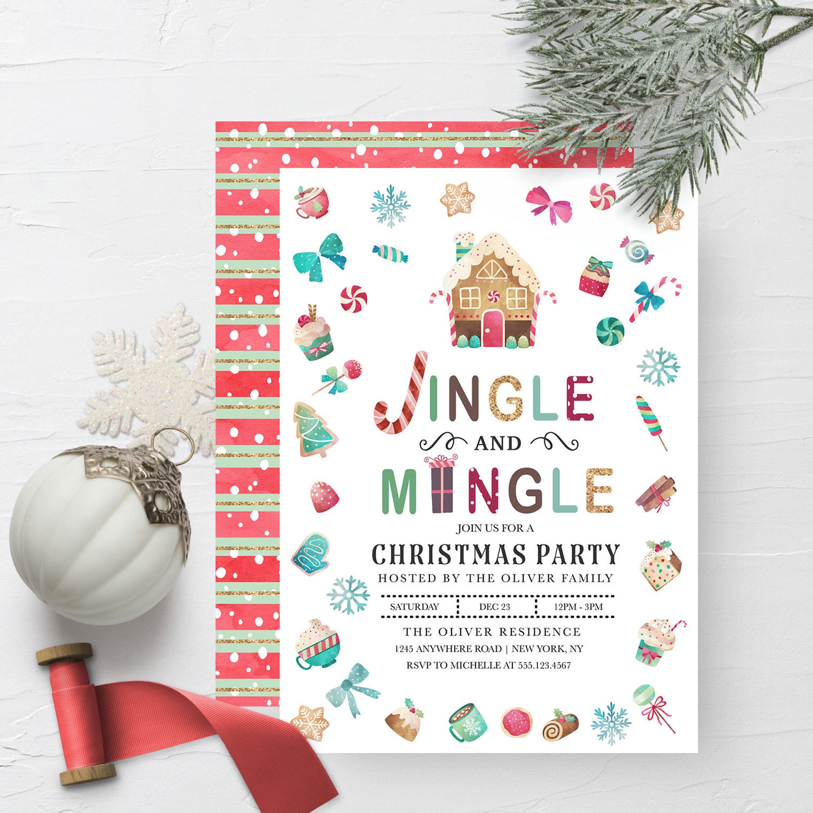 EDITABLE Invitation Jingle and Mingle Christmas Party | Etsy