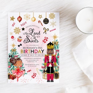 EDITABLE Invitation, Land of Sweets Birthday Invitation, Sugar Plum Fairy, Nutcracker Invite, Printable Birthday Invitation Template, Corjl
