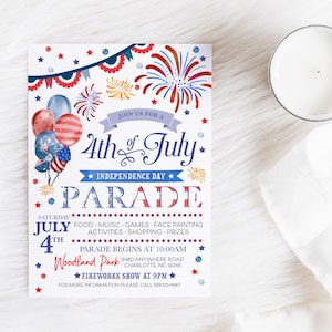 EDITABLE Invitation, 4th of July Parade Invitation, 4th of July Flyer, Community Parade, Printable Invitation, Invite Template, Corjl