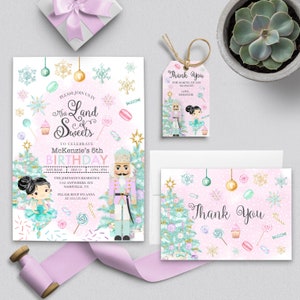 EDITABLE Invitation, Land of Sweets Birthday Invitation Bundle, Sugar Plum Fairy, Nutcracker, Birthday Invite, Printable, Template, Corjl