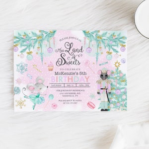 EDITABLE Invitation, Land of Sweets Birthday Invitation, Sugar Plum Fairy, Nutcracker Invite, Printable Birthday Invitation Template, Corjl