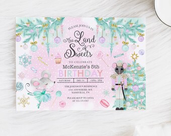 Land of Sweets Birthday Invitation: Nutcracker, Sugar Plum (Editable Template)