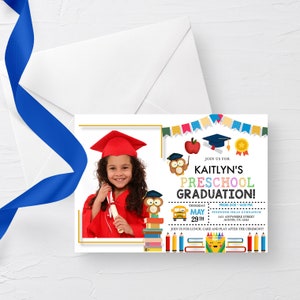 EDITABLE Invitation, Preschool Graduation Invitation, Graduation Announcement, Photo Card, Graduation Party, Printable Invitation, Corjl