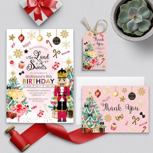 EDITABLE Invitation, Land of Sweets Birthday Invitation Bundle, Sugar Plum Fairy, Nutcracker, Birthday Invite, Printable, Template, Corjl
