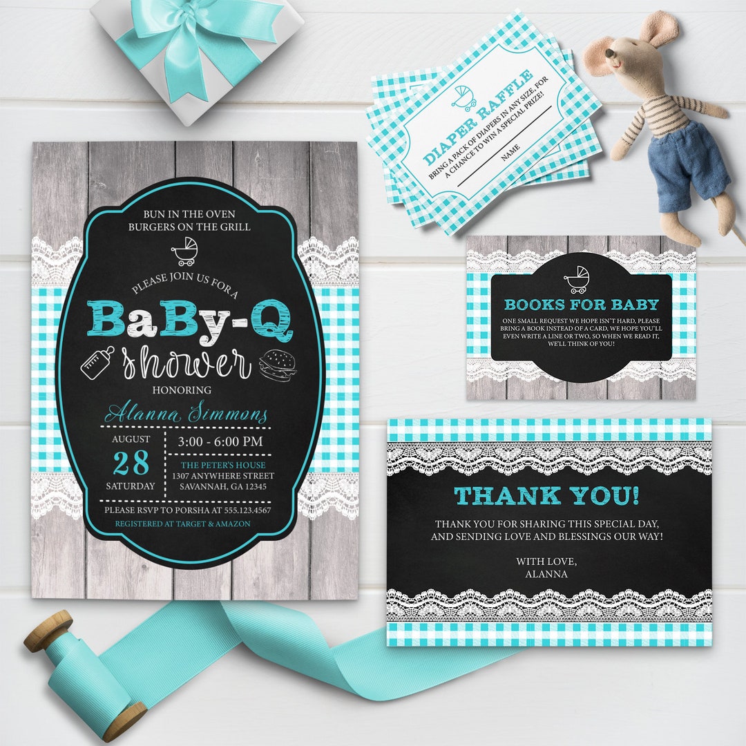 EDITABLE Invitation, Baby-q Baby Shower Invitation Bundle, BBQ, Barbecue, Baby Shower Invite ...