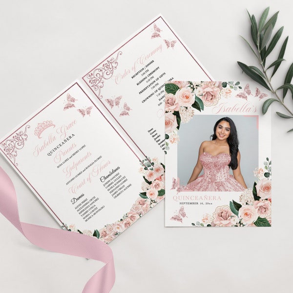 Pink Quinceanera Program Template Etsy Pink Quinceanera Program Template Etsy