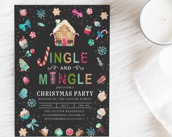 EDITABLE Invitation, Jingle and Mingle Christmas Party Invitation, Holiday Party, Christmas Invitation, Template, Printable, Corjl