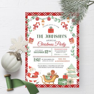 EDITABLE Invitation, Santa Christmas Party Invitation, Holiday Party, Christmas Party, Printable, Template, Corjl