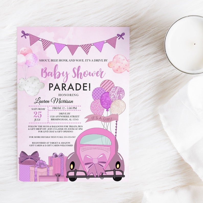 EDITABLE Invitation Drive By Baby Shower Invitation Baby Etsy