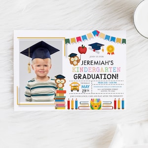 Invito MODIFICABILE, invito per la laurea all'asilo, annuncio di laurea, biglietto fotografico, festa di laurea, invito stampabile, Corjl