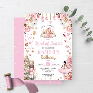 Land of Sweets Birthday Invitation: Nutcracker, Sugar Plum Fairy (Editable Template)