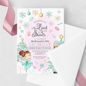 Land of Sweets Birthday Invitation: Nutcracker, Sugar Plum Fairy (Editable Template)