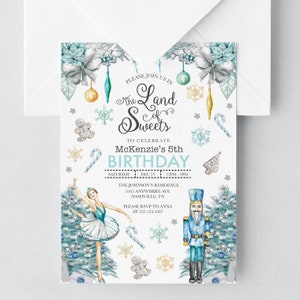 EDITABLE Invitation, Land of Sweets Birthday Invitation, Sugar Plum Fairy, Nutcracker Invite, Printable Birthday Invitation Template, Corjl
