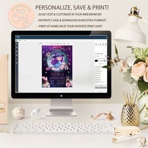 Little Witch Halloween Birthday Invitation Bundle (Editable Template) image 2