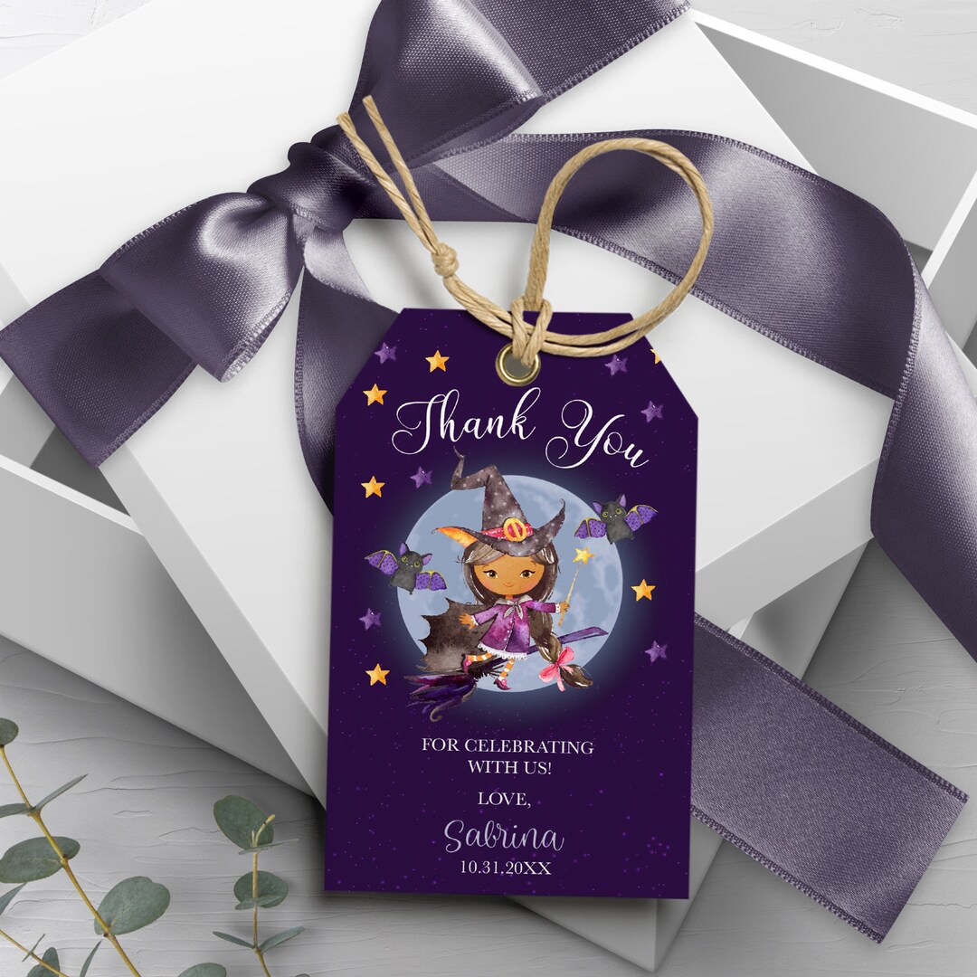 Little Witch Halloween Favor Tag, Gift Tag, Printable Favor, Template ...