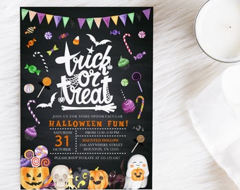 Trick or Treat Halloween Invitation: Editable Costume Party Template (Corjl)