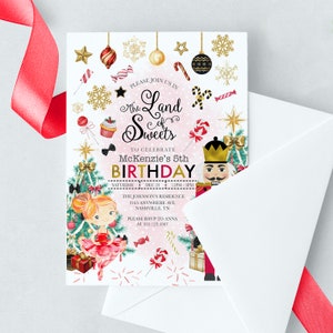 EDITABLE Invitation, Land of Sweets Birthday Invitation, Sugar Plum Fairy, Nutcracker Invite, Printable Birthday Invitation Template, Corjl
