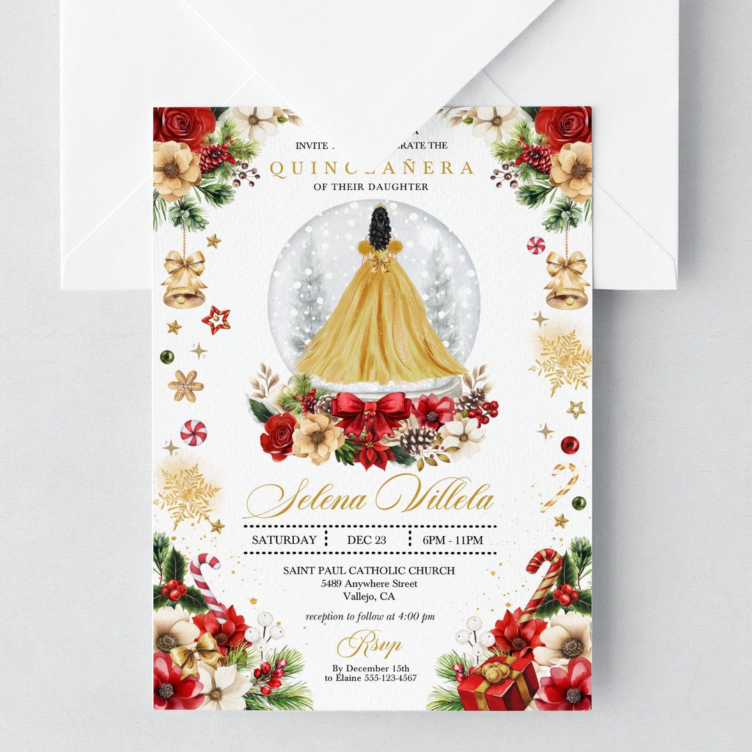 Invitación de quinceañera con bola de nieve: Plantilla de país de las  maravillas invernal (Corjl editable) - Etsy México, image size:1080x1080