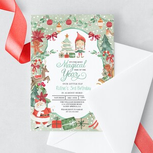 EDITABLE Invitation, Christmas Elf Birthday Invitation, Christmas Birthday Party, Christmas Invite, Printable, Template, Corjl