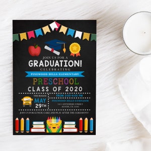 EDITABLE Invitation, Preschool Graduation Invitation, Graduation Announcement, Graduation Party, Printable Invitation, Grad, Corjl