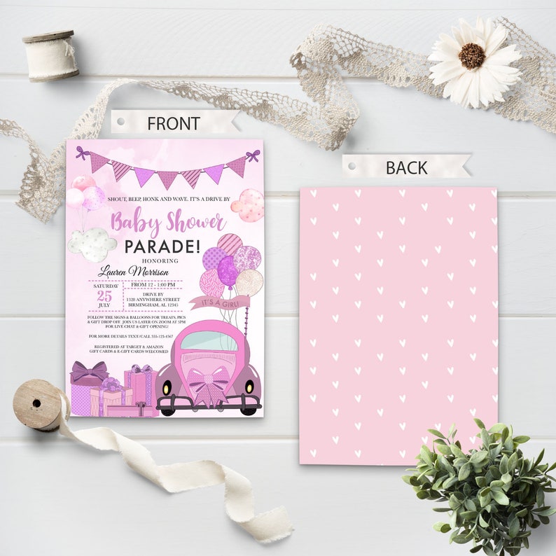 EDITABLE Invitation Drive By Baby Shower Invitation Baby Etsy