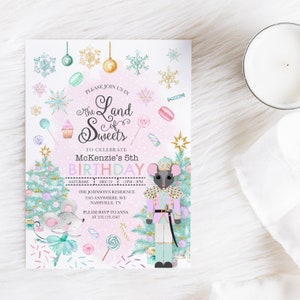 EDITABLE Invitation, Land of Sweets Birthday Invitation, Sugar Plum Fairy, Nutcracker Invite, Printable Birthday Invitation Template, Corjl