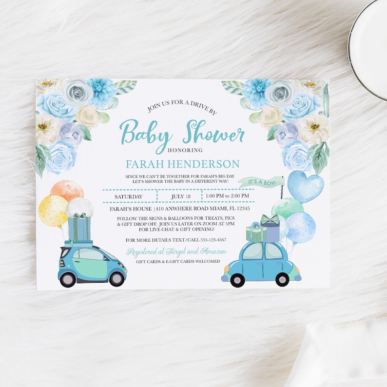 EDITABLE Invitation Drive By Baby Shower Invitation Baby Etsy