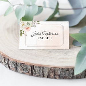 Cartolina di nozze floreale pesca, Matrimonio, Modello, Modificabile, Acquerello Floreali, Stampabile, Corjl