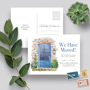 Invitation MODIFIABLE, Carte postale de nouvelle adresse de la porte d’entrée, Annonce de déménagement, Déménagement, Nous avons déménagé, Nouvelle maison, Modèle, Corjl
