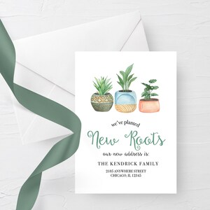 Botanical Moving Announcement: Planted New Roots Invitation (Editable Template)