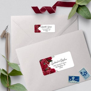 EDITABLE Address Label, Elegant Red Floral Quinceanera Address Labels, Mis Quince, Printable, Template, Corjl