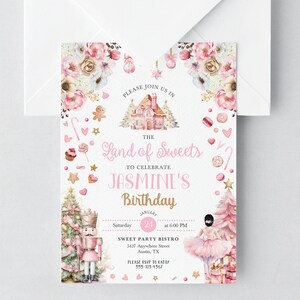 Land of Sweets Birthday Invitation: Nutcracker, Sugar Plum Fairy (Editable Template)