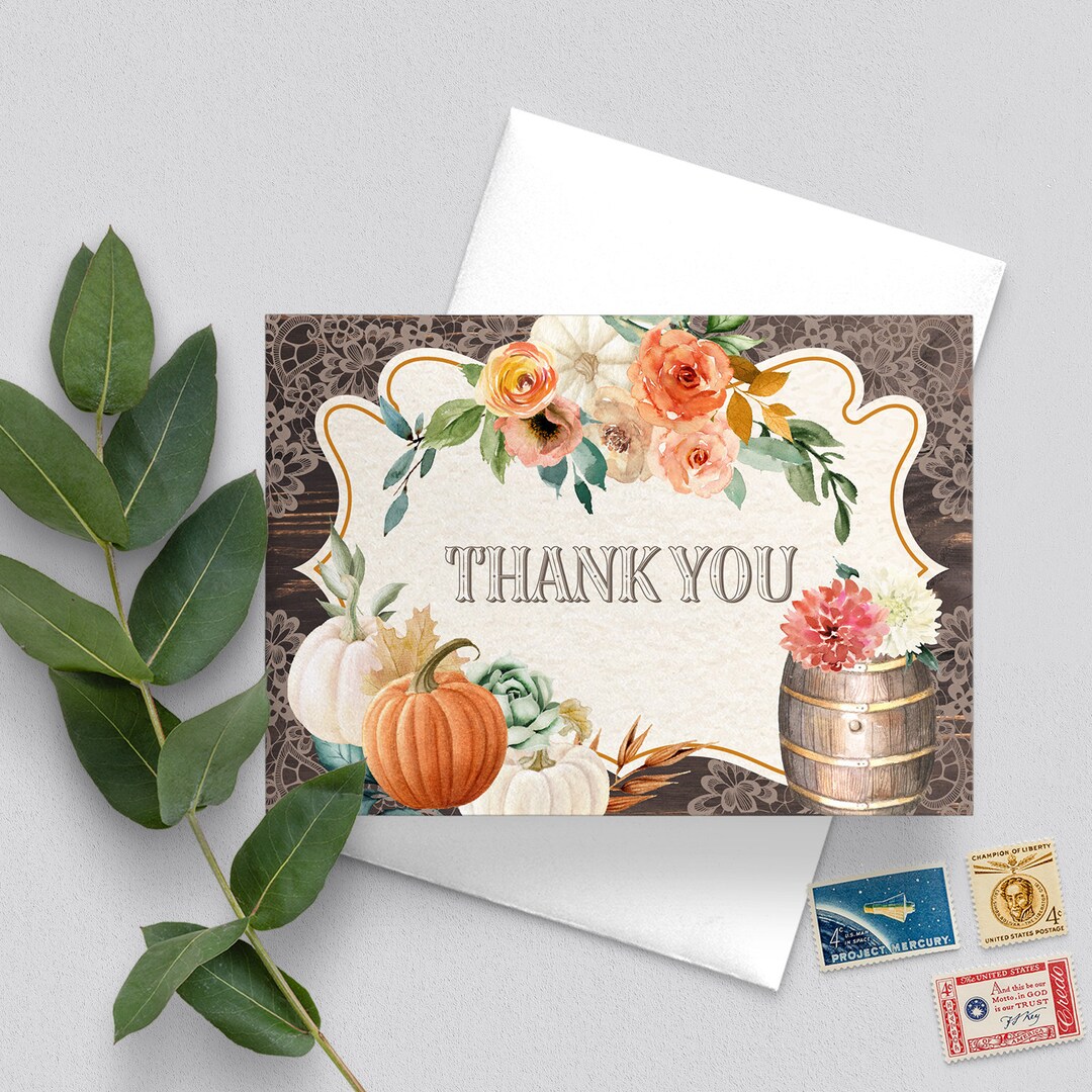Rustic Wood Lace Thank You Card Wedding Birthday Template - Etsy