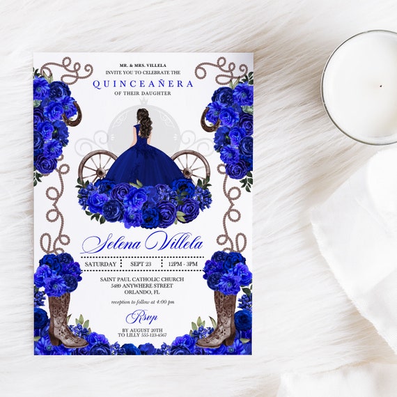 blue ranchero quince dress Mini Quince Charro Ivory- Royal