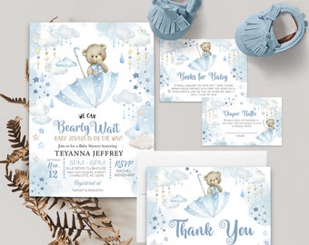 Teddy Bear Baby Sprinkle Invitation Bundle (EDITABLE Template) Digital