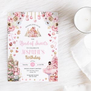 Land of Sweets Birthday Invitation: Sugar Plum Fairy Nutcracker (Editable Template)